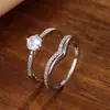 Anillo creativo para parejas, el más vendido, conjunto de anillos, venta directa de fábrica, circón fresco, anillo de boda, joyería de mano transfronteriza