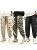 Pantalones cargo casuales cropped funcionales versátiles multibolsillos de comercio exterior transfronterizo para hombre, estilo primavera y otoño, corte holgado, color liso