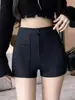 Pantalones Cortos de Traje Negros para Mujer Otoño e Invierno 2023 Nuevos Sexy Chicas Calientes Cintura Alta Envolvente de Cadera Pantalones de Abrigo Pierna Ancha Pantalones de Bota