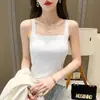 Camisola de Canalé Cuadrada de Nuevo Estilo para Mujer, Ajuste Delgado, Favorecedora, Espalda Descubierta Sexy, Top Base Corto, Moderno