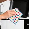 Pano de prato de flanela coral com bolinhas para limpeza de cozinha, com cordão, toalha absorvente, esponja multiuso doméstica