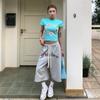 Calças Cropped Cinzas Femininas Letra Amor Marca de Moda Rua Soltas Preguiçosas Verão Americanas Retas Shorts Moda 2025