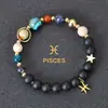 Venta Caliente de AliExpress Pulsera de Ocho Planetas Doce Constelaciones Pulsera de Piedra Mate con Cuentas Pulsera de Planeta 12 Constelaciones