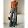Jeans Lavados Azules Vintage para Mujer 2026 Tendencia Versátil Nueva Moda Primavera y Otoño Pantalones de Pierna Ancha Acampanados de Longitud Completa