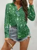 Camisa Transfronteriza Estilo Étnico Nuevo Estampado Floral Retro, Top Versátil de Manga Larga con Solapa Holgado para Mujer, Vacaciones