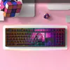 Teclado Mecánico Inalámbrico Bluetooth de Tres Modos 108 Teclas Grabado Lateral Eje Azul Silencioso para Gaming E-Sports Femenino Oficina 75