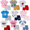 Nuevo conjunto de shorts de manga corta para niños verano niños y niñas camiseta ropa infantil conjunto de dos piezas para bebé manga corta Mayoreo