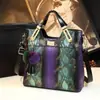 Bolsa Maternidade de Couro Genuíno com Padrão de Cobra de Alto Padrão 2026, Novo Estilo, Bolsa de Mão Luxuosa e Elegante para Mulheres de Meia-Idade