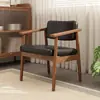 Silla de Comedor Tapizada de Madera Maciza Nórdica Silla Casual Japonesa con Reposabrazos y Respaldo Silla de Escritorio Silla de Maquillaje Silla para Tienda de Té con Leche