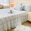 Faldón de Cama de Gasa de Doble Capa Engrosado Pieza Única Universal para Todas las Estaciones No es Sábana de Cama 100% Algodón Puro con Dobladillo Fruncido Cubierta Inferior fea Cubierta de Faldón de Cama