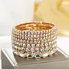 Set de Pulseras Elásticas de Diamantes Completos de Venta Caliente Transfronteriza, Pulsera Elástica de Múltiples Hileras de Pedrería Clásica y Elegante, Pulsera de Moda y Versátil