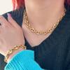 Corrente de Pressão de Óleo Quente Transfronteiriça Banhada a Ouro 18K de Aço Titânio Losango Corrente Japonesa para Clavícula Moda Versátil Pulseira Colar Lote