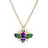 Pingente de inseto simples estilo europeu e americano, colar de liga com incrustações de diamantes, corrente de clavícula elegante e versátil, pequenos ornamentos frescos para pendurar