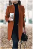2025 Aliexpress Amazon Ebay Otoño e Invierno Nuevo Abrigo de Lana de Color Sólido con Cuello Alto de Moda Europea y Americana Gran Cantidad en Stock