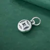 Colgante de Moneda de Plata Pura 999, Etiqueta con Patrón de Moneda Antigua Estilo Chino Tradicional, Hilo para Pulsera, Colgante para Collar, Accesorios Hechos a Mano para DIY