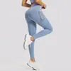 Ju Yi Tang Vestindo Pêssego Quadril Fino Corrida Levantamento de Quadril Exercício Fitness Malha Apertada Bolso Lateral Calças de Ioga