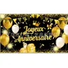 Bestseller transfronterizo: Nuevo fondo de cumpleaños 2027, pancarta negra y dorada, para fiestas, reuniones familiares y decoraciones fotográficas