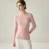 Suéter 100% Caxemira Pura para Mulheres, Gola Redonda, Corte Ajustado, Manga Longa, Camada Base, Roupa para o Trajeto Outono/Inverno, Tricô