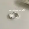 Anillo de cruz de plata de ley S925 de doble capa Onihan para niñas, estilo coreano, diseño ins, textura irregular, anillo de comida