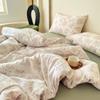 Conjunto de quatro peças de fio de algodão tricotado com duas camadas, lençol grosso, chapéu de cama, dormitório estudantil, conjunto de peças de fábrica, atacado