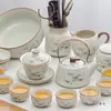 Lujo Ligero de Gama Alta Horno Ru Juego de Té Kung Fu para el Hogar Cerámica China Tetera Taza de Té Bandeja de Té Pequeña Juego de Regalo