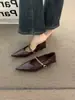 Sapatos femininos Chuyuji estilo francês bico fino com corrente pretos 2026 primavera, outono, inverno salto agulha salto alto sapatos para o dia a dia