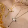 Suministro Transfronterizo Collar Alas de Corazón de Cupido para Mujer Lujo Accesible Nicho Cadena para Clavícula de Ángel con Alas Móviles Día de San Valentín