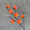 Flores Artificiales de Caqui para Decoraciones de Año Nuevo, Adornos para Sala de Estar y Mesa de Comedor del Hogar, Arreglos Florales Estilo Chino, Flores Falsas, Disponibles para Exportación, Se Venden Individualmente