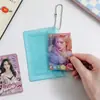 En Stock Linda Cartera para Monedas Láser Femenina Portatarjetas Transparente de PVC Mini Estuche para Tarjetas con Cierre Bolsita de Almacenamiento Pinza para Lonchera Tarjeta