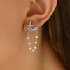 Pendientes de mujer dulces y frescos estilo coreano, diseño único de estrella y concha con perlas, pendientes versátiles de alta gama
