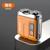 Nova Lâmina de Barbear Elétrica Mini Dupla Cabeça Display Digital LED Bateria de Lítio Magnética Portátil Aparador de Barba