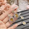 Camila brillante lujoso ganso amarillo diamante collar aretes anillo chapado en oro caro super grande quilate traje mujer rica