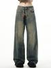 Primavera Nuevo Retro Lavado Jeans de Hombre Americano Cleanfit Recto Pierna Ancha Vintage Pantalones Sueltos