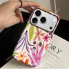 Película Pintada Transfronteriza Dos en Uno Adecuada para Apple 17Pro Flor Retro Estilo Pintura al Óleo Funda para Teléfono Móvil Iphone16