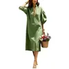 Moda Femenina Verano 2026 Estilo Europeo y Americano Elegante Casual Color Sólido Cuello Alto Manga Abullonada Vestido