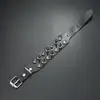 Nuevo brazalete de remaches punk de doble fila estilo europeo y americano, pulsera personalizada para hombre, accesorio de joyería de remaches hip-hop