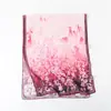 Lenço de Seda Estampado de Pavão Colorido com Flores Cortadas Primavera e Verão Lenço Longo Grande Xale de Viagem de Luxo Proteção Solar Lenço para Mulheres Lenço de Cabeça