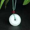 Colgante Hebilla de Seguridad de Jade de Seda Dorado Imitación para Mujeres y Hombres, Jade Hetian Imitación, Colgante de Jade Blanco, Collar de Jade Sin Importar