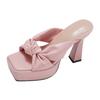 Pantuflas de Tacón Alto Estilo Hada Caliente Famosas en Internet para Mujer Verano para Exterior 2025 Nuevo Estilo Pantuflas de Tacón Alto con Falda