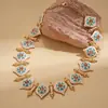 Pendientes y Collar de Flor con Diamantes y Goteo de Aceite Vintage Transfronterizos Europeos y Americanos, Conjunto de Joyería de Moda de Cadena para Clavícula de Lujo Ligero de Nicho