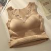 Chaleco Cálido de Cachemir y Seda con Cuello en V y Encaje para Otoño e Invierno para Mujer con Almohadilla en el Pecho, Prenda Interior de Terciopelo Espesado de una Sola Pieza
