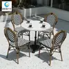 Mesa y Silla de Exterior de Fábrica Combinación Metal Mimbre Retro Silla de Comedor Francesa Interior y Exterior B&B Balcón Patio Silla Individual