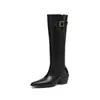 Botas de Caballero para Mujer, Botas Largas Simples Retro Estilo Británico por Encima de la Rodilla, Botines Chelsea para Mujer con Tacón Grueso de 5.5cm para Otoño e Invierno
