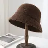 Sombrero de Pescador Peludo de Otoño e Invierno para Mujer, Color Puro, Pequeño Sombrero de Pescador que Muestra la Cara, Sombrero de Pescador de Felpa a Prueba de Viento y Cálido