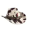 Sombrero Vaquero Occidental de Ante con Estampado de Vaca para Viajes al Aire Libre Sombrero para Circunferencia de Cabeza Grande Sombrero de Estilo Étnico Otoño e Invierno para Mujeres y Hombres