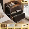 Mesita de noche de madera maciza con cerradura de huellas dactilares, Nuevo modelo 2026, Estilo de mediados de siglo, Sensación simple y de alta gama, Armario pequeño de almacenamiento para dormitorio