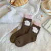 Calcetines de Lana Flockados Gruesos de Dibujos Animados para Mujer, de Media Pantorrilla, Otoño e Invierno, Extra Gruesos, Forrados de Felpa, Calcetines Slouch de Cachemir de Perro