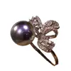 Estilo Ins Japonés y Coreano Amazon Más Vendido Anillo de Perla con Diseño de Lujo Ligero Anillo de Mariposa Incrustado con Circonita para Mujeres