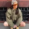 Comercio exterior transfronterizo moda INS europea y americana para mujer chaqueta aviador de gamuza con mangas murciélago y cremallera top casual