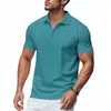 Camisas polo masculinas europeias e americanas transfronteiriças, casual de negócios, corte solto, tecido de malha de secagem rápida, polo de manga curta de verão para golfe atacado